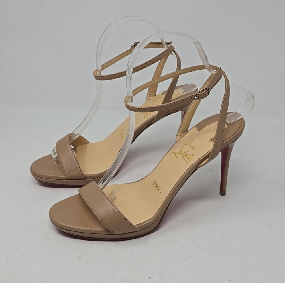 Chritian Louboutin Queen 120 mm Sandals Nappa leather Nude Blush Size 8-8.5
